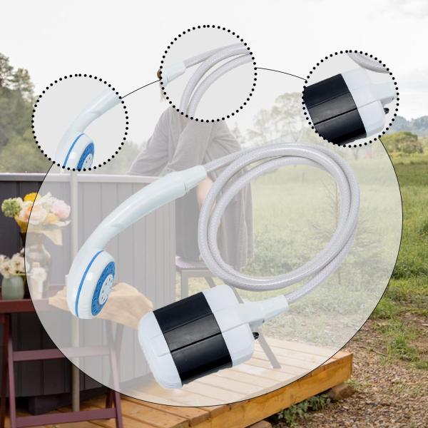 ポータブルシャワー 電動シャワー ポンプ 多機能 コンパクト 便利 キャンプ ヘッド付き ハイキング RV バックパッキング用