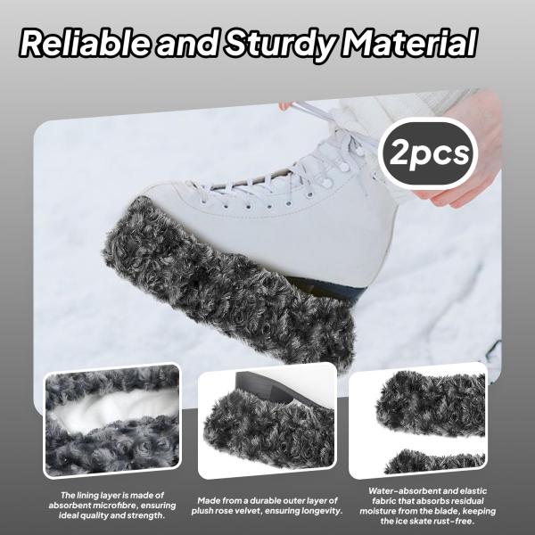アイススケートブレードカバー 2個 ポータブル フィギュアスケート練習用 グレー L