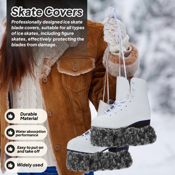 アイススケートブレードカバー 2個 ポータブル フィギュアスケート練習用 グレー L
