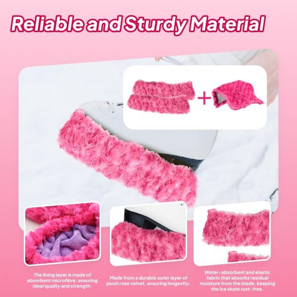 アイススケートブレードカバー 2個セット アイススケートプロテクター トレーニング 練習 スポーツ用 ピンク M