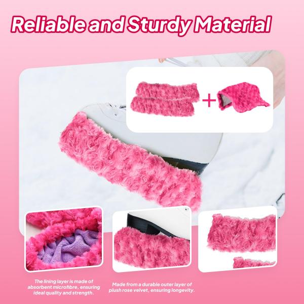 アイススケートブレードカバー 2個セット アイススケートプロテクター トレーニング 練習 スポーツ用 ピンク L