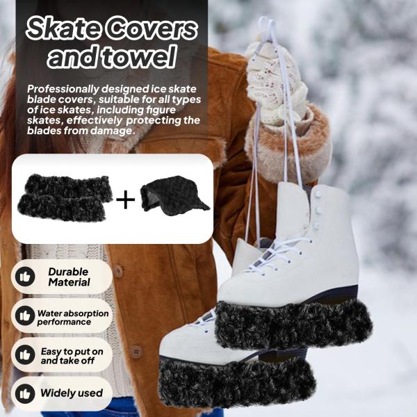 アイススケートブレードカバー 2個セット アイススケートプロテクター トレーニング 練習 スポーツ用 ブラック L