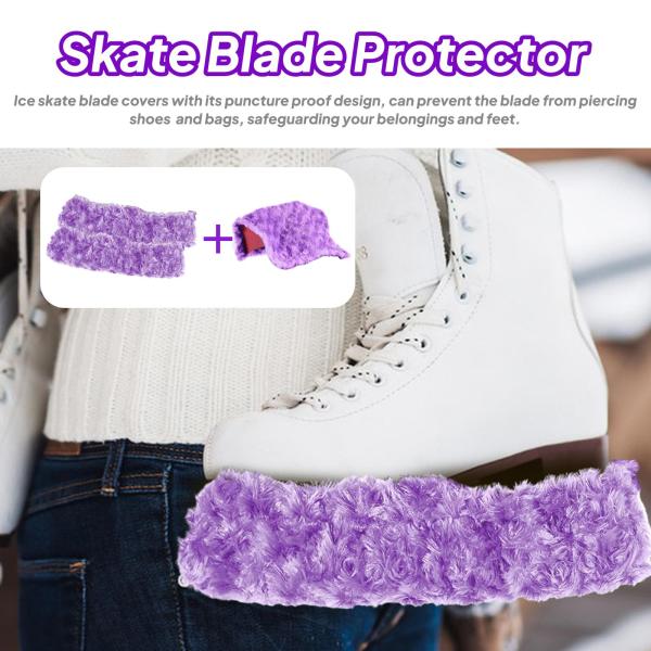 アイススケートブレードカバー 2個セット アイススケートプロテクター トレーニング 練習 スポーツ用 パープル S