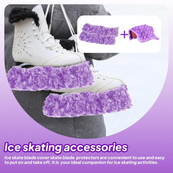 アイススケートブレードカバー 2個セット アイススケートプロテクター トレーニング 練習 スポーツ用 パープル M