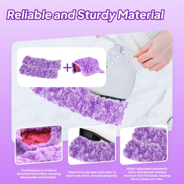 アイススケートブレードカバー 2個 アイススケートプロテクター トレーニング 練習 スポーツ用 パープル L