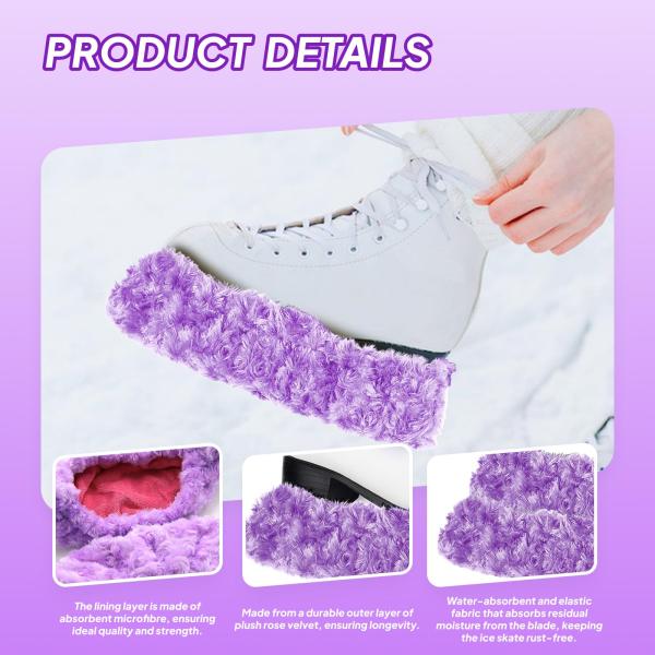 アイススケートブレードカバー 2個 アイススケートプロテクター トレーニング 練習 スポーツ用 パープル L