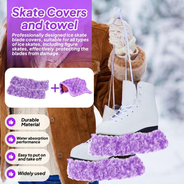 アイススケートブレードカバー 2個 アイススケートプロテクター トレーニング 練習 スポーツ用 パープル L