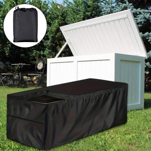 デッキボックスカバー 屋外収納ボックスカバー ジッパー付き 引き紐付き パティオベンチカバー 147cmx72cmx62cm
