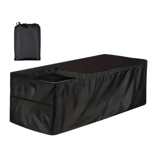 デッキボックスカバー 屋外収納ボックスカバー ジッパー付き 引き紐付き パティオベンチカバー 147cmx72cmx62cm