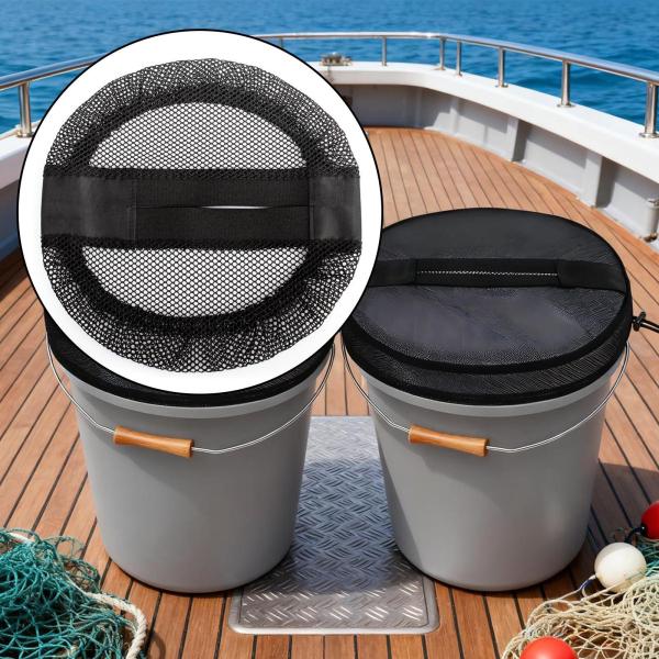 船舶用ゴミ箱カバー ボート用メッシュバケツ 上蓋アクセサリー 伸縮ネット 交換餌バケツ蓋 5ガロン蓋