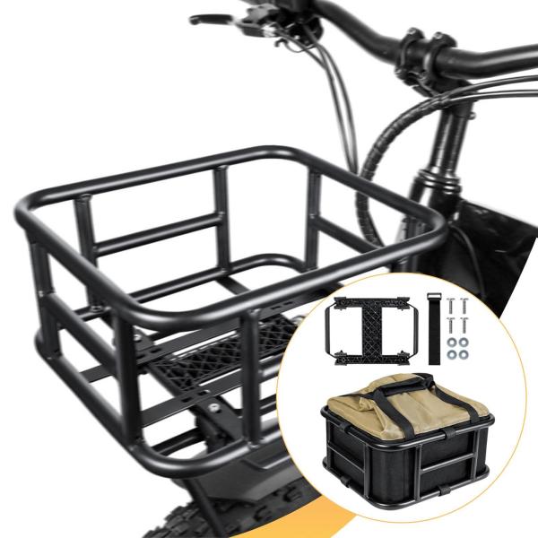 自転車バスケット ペットキャリア パニエバスケット ショッピング アウトドア サイクリング カーゴネット付き