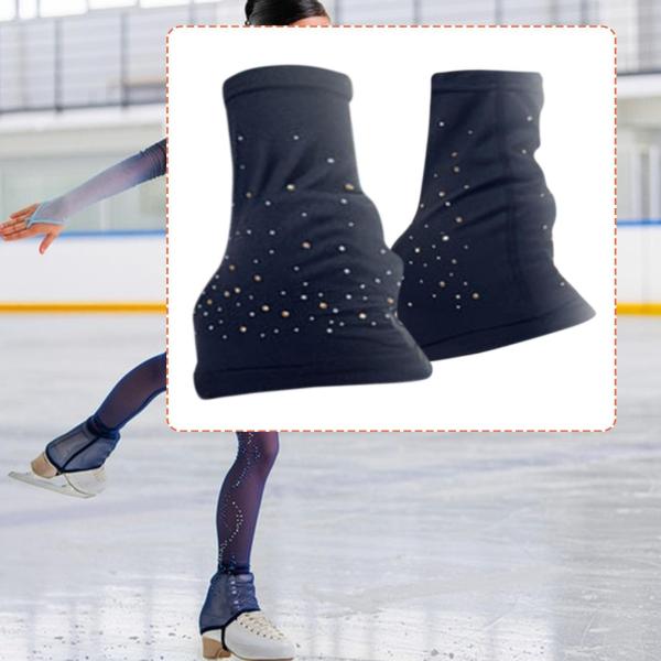 フィギュアスケート用レッグウォーマー 伸縮性 軽量 滑り止め アイススケート用 レディース ラインストーン付き S
