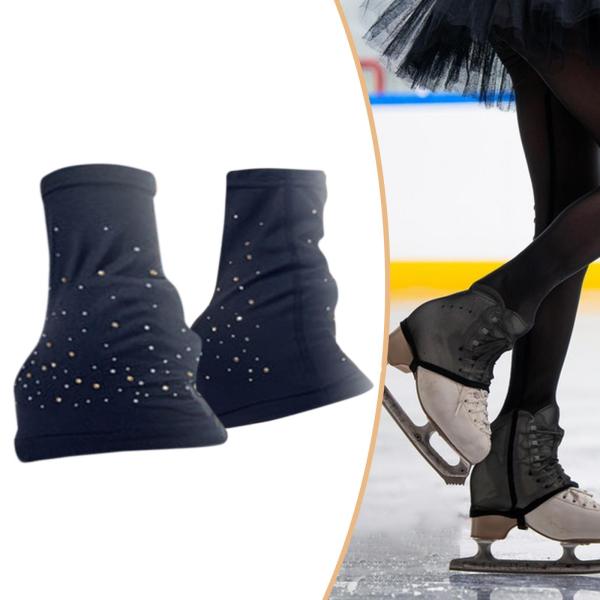 フィギュアスケート用レッグウォーマー 伸縮性 軽量 滑り止め アイススケート用 レディース ラインストーン付き S