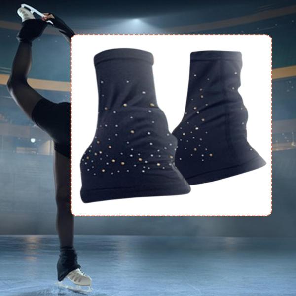 フィギュアスケート用レッグウォーマー 伸縮性 軽量 滑り止め アイススケート用 レディース ラインストーン付き L