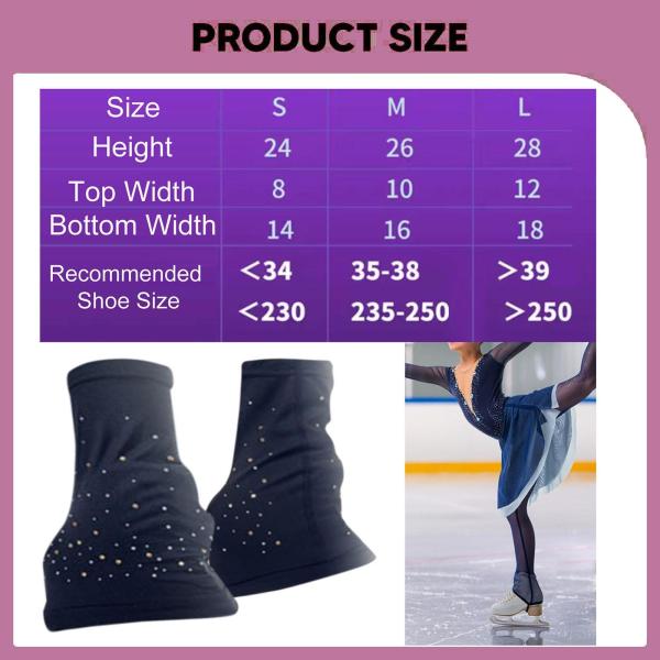 フィギュアスケート用レッグウォーマー 伸縮性 軽量 滑り止め アイススケート用 レディース ラインストーン付き L