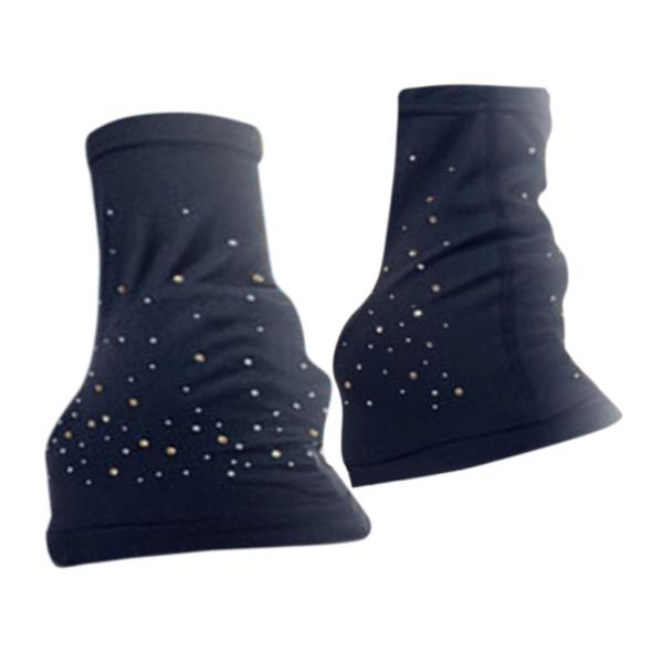 フィギュアスケート用レッグウォーマー 伸縮性 軽量 滑り止め アイススケート用 レディース ラインストーン付き L