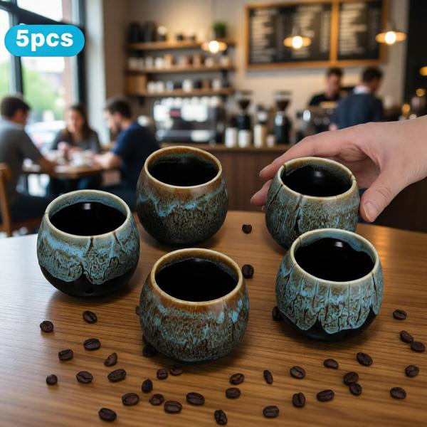 5個入り コーヒーカップ 中国風ティーカップ 家庭 オフィス 和風 陶器 ティーカップ ブルー