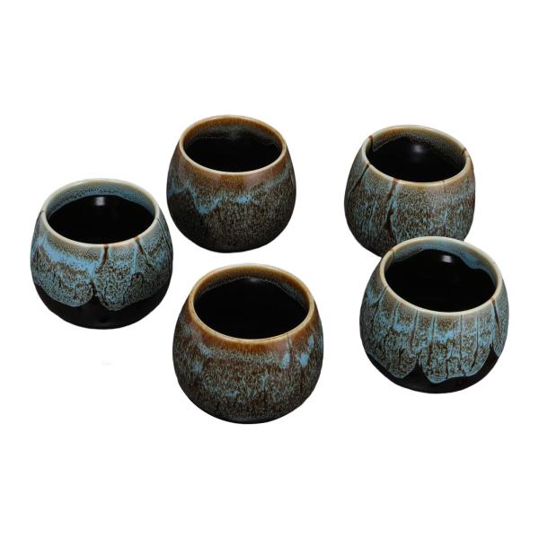 5個入り コーヒーカップ 中国風ティーカップ 家庭 オフィス 和風 陶器 ティーカップ ブルー