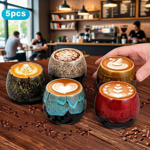 5個入り コーヒーカップ 中国茶器 家庭 オフィス 和風 陶器 茶器 ミックスカラー