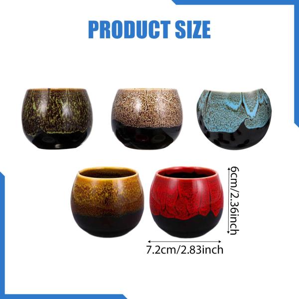 5個入り コーヒーカップ 中国茶器 家庭 オフィス 和風 陶器 茶器 ミックスカラー