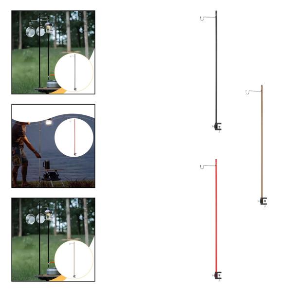 キャンプ用ランタンスタンド ポータブル アルミ合金 BBQ ピクニック 釣り用ランプスタンド ブラック
