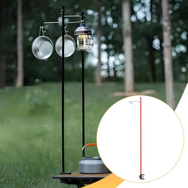 キャンプ用ランタンスタンド ポータブル アルミ合金 BBQ ピクニック 釣り用ランプスタンド レッド