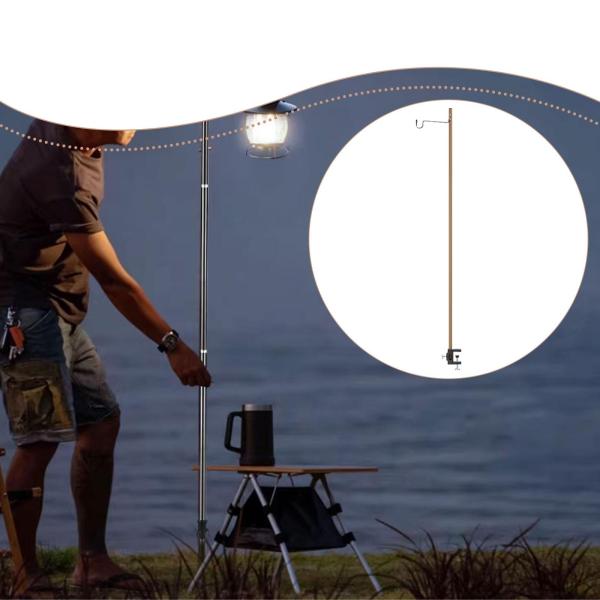 キャンプ用ランタンスタンド ポータブル アルミ合金 BBQ ピクニック 釣り ランプスタンド コーヒー