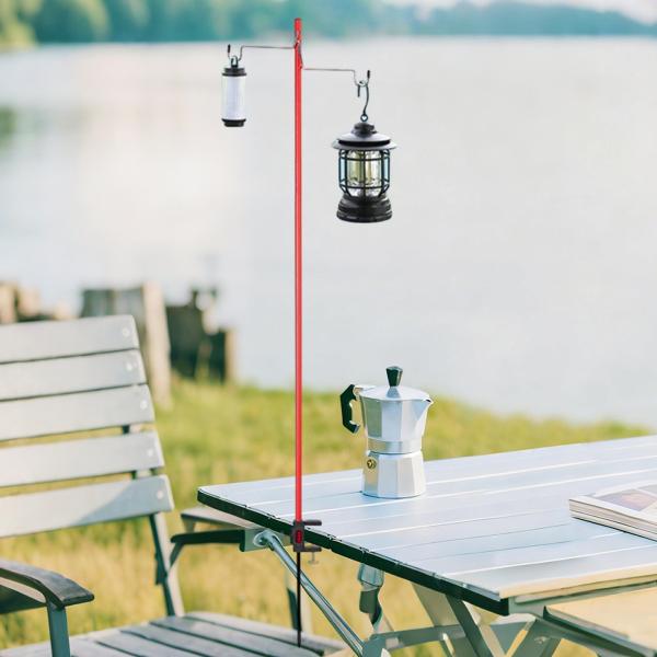 キャンプ用ランタンスタンド ギフト キャンプ用ライトポール 旅行 ハイキング バックパッキング用 レッド