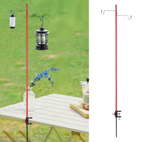 キャンプ用ランタンスタンド ギフト キャンプ用ライトポール 旅行 ハイキング バックパッキング用 レッド