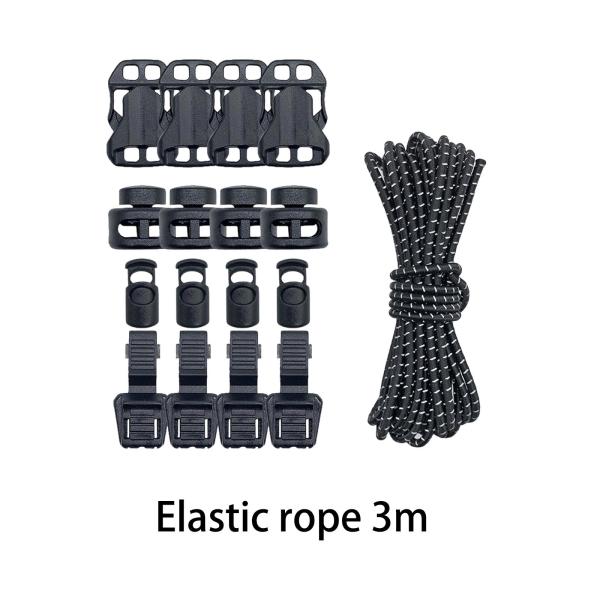 アウトドアバックパック バンジーコード 16個コードロック付き キャンプ トレッキング 釣り用 ブラック