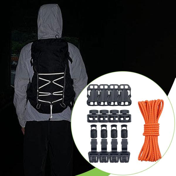 アウトドアバックパック バンジーコード 16個のコードロック付き キャンプ トレッキング 釣り用 オレンジ