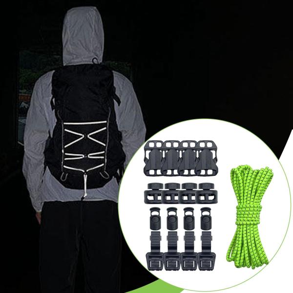 アウトドアバックパック バンジーコード 16個のコードロック付き キャンプ トレッキング 釣り グリーン