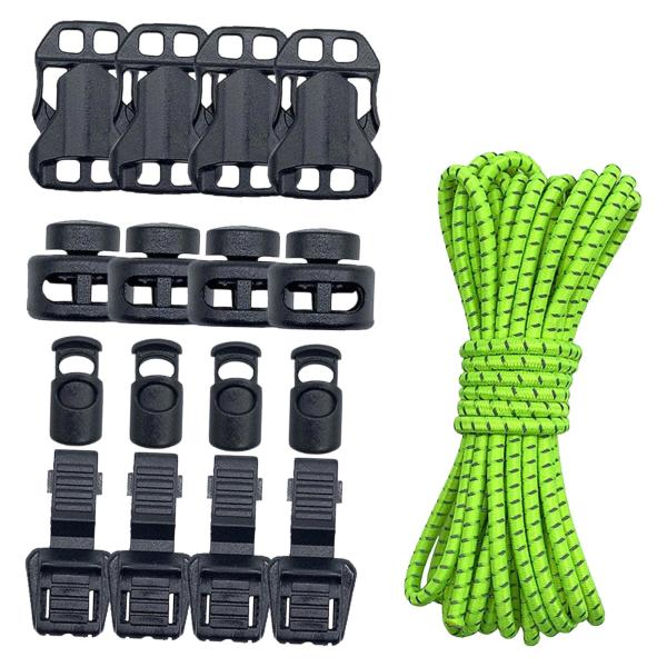 アウトドアバックパック バンジーコード 16個のコードロック付き キャンプ トレッキング 釣り グリーン