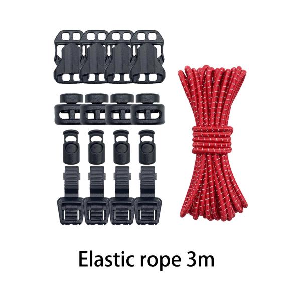 アウトドアバックパック バンジーコード 16個コードロック付き キャンプ トレッキング 釣り用 レッド