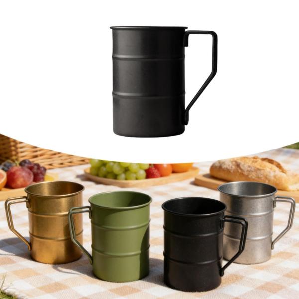 コーヒーマグ 350ml 多目的キャンプカップ ツーリング旅行用 ブラック