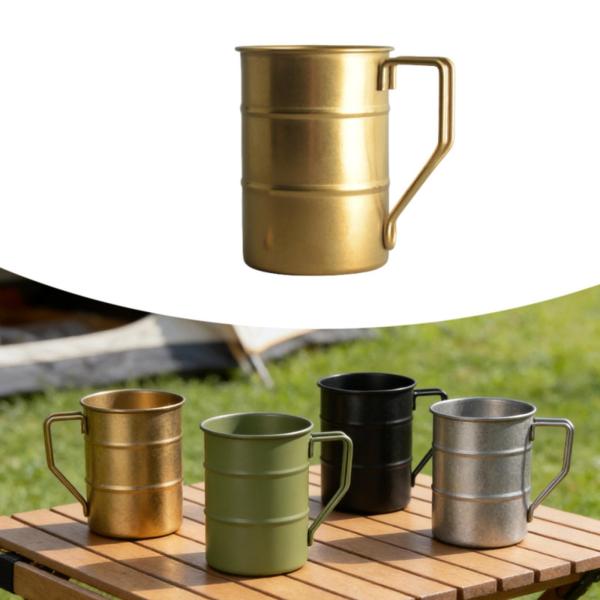 コーヒーマグ 350ml 多目的キャンプカップ ツーリング旅行用 ゴールド