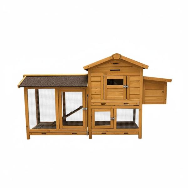 木製小型ペット小屋、傾斜屋根付き、メッシュ素材、庭用小型動物飼育小屋、70年代風天然木
