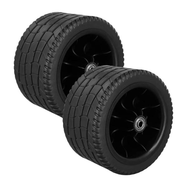 ワゴン交換用ホイール2個セット 修理用 ショッピングカート ガーデン キャンプカート用タイヤ 7インチ タンク 0.8cm