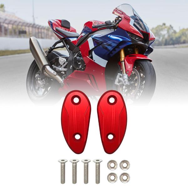 2 ピースオートバイミラーブロックオフプレート耐久性のあるホンダ CBR1000rr レッド