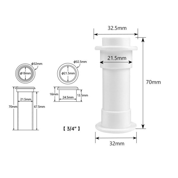スルーハルコネクタフィッティングプロフェッショナル海洋船舶ヨットボート用ホワイトS