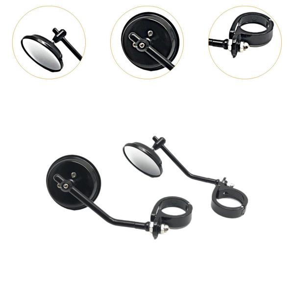 バイク用バックミラー 頑丈 調整可能 38-41mm フォークマウント サイドミラー ブラック