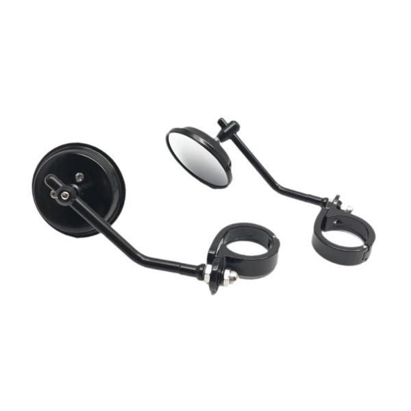 バイク用バックミラー 頑丈 調整可能 38-41mm フォークマウント サイドミラー ブラック