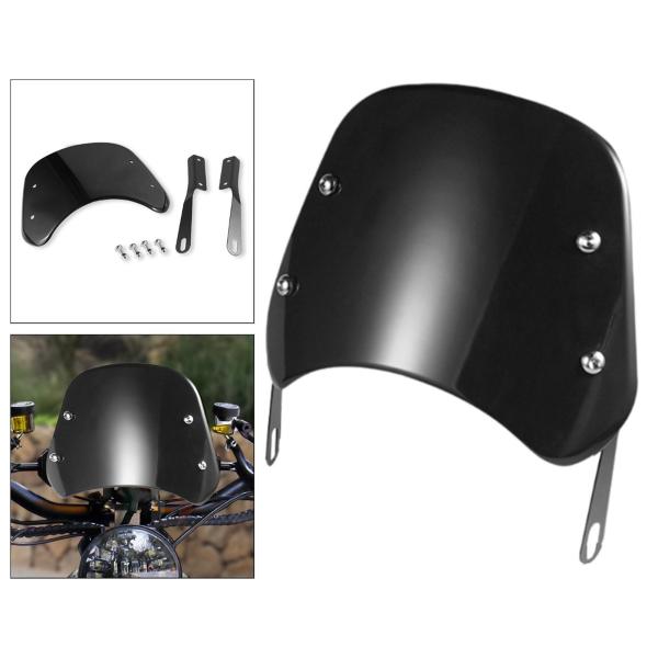 バイク用フロントガラス ヴィンテージ交換用 マウントブラケット付き 取り付け簡単 ブラック
