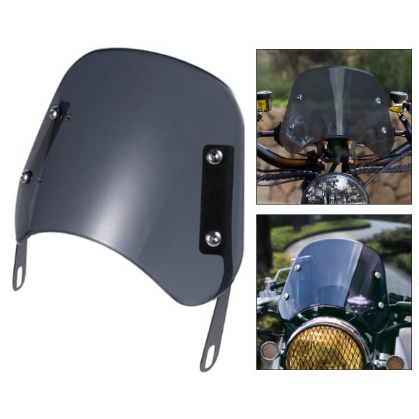 バイク用フロントガラス ヴィンテージ交換用 マウントブラケット付き 取り付け簡単 グレー