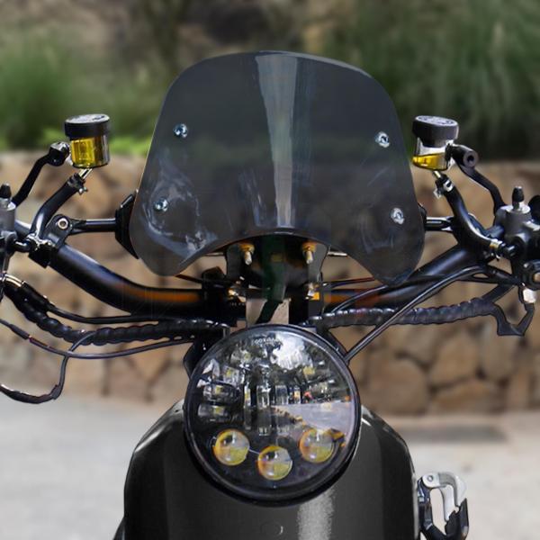 バイク用フロントガラス ヴィンテージ交換用 マウントブラケット付き 取り付け簡単 グレー