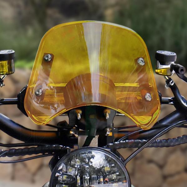 バイク用フロントガラス ヴィンテージ交換用 マウントブラケット付き 取り付け簡単 イエロー