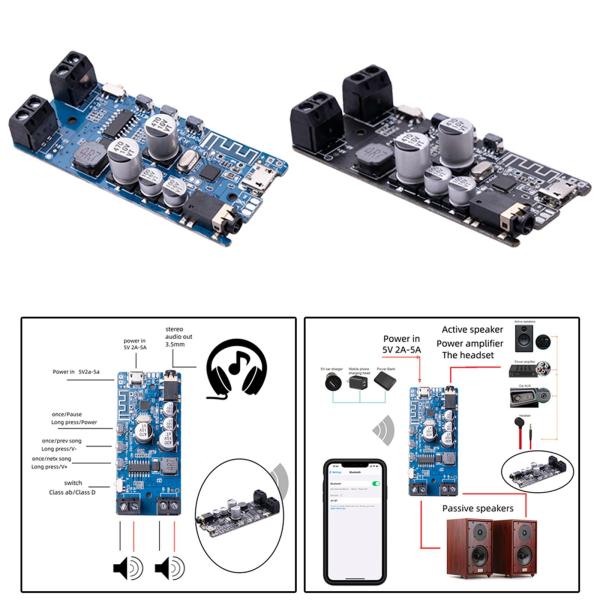 Bluetooth 5.0アンプボードミニ2x5W簡易インスタレーションステレオ