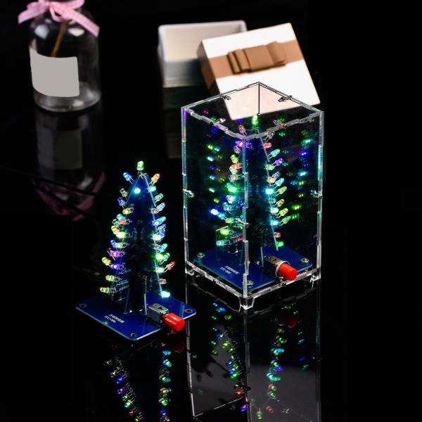 3DクリスマスツリーDIYキットRGBLEDケース付きティーン向けフラッシュを組み立てる