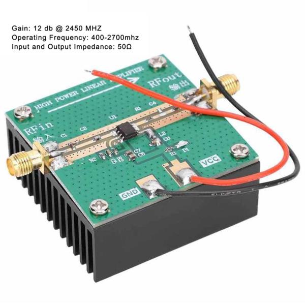 ヒートシンク付きRFパワーアンプ、動作周波数400-2700MHz増幅モジュール1W RF2126 RF対数検出器、FMアマチュア無線用