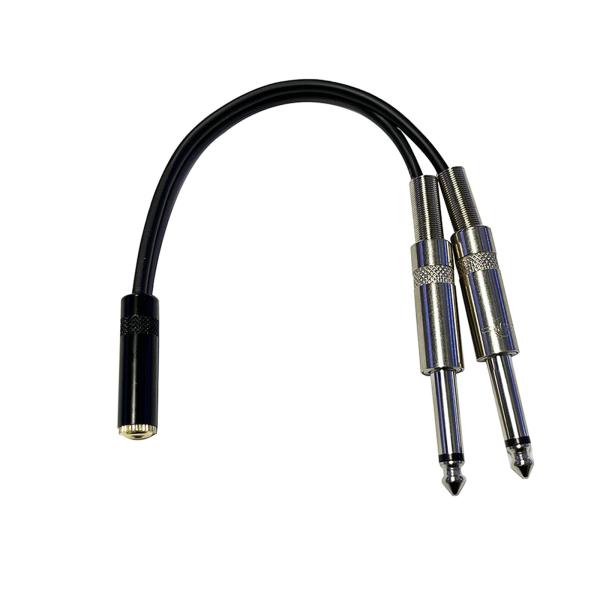 3.5mmメスから2x6.35mmオスオーディオアダプタケーブルYケーブルコードアンプスピーカー用20cm延長オーディオケーブルヘビーデュー